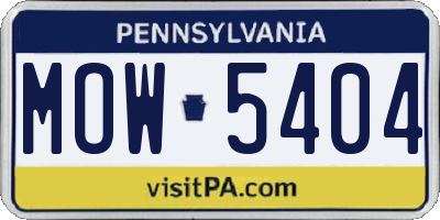 PA license plate MOW5404
