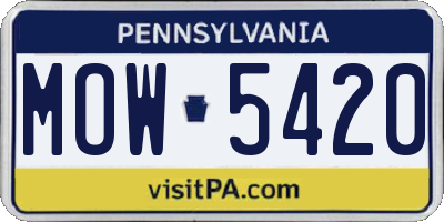 PA license plate MOW5420