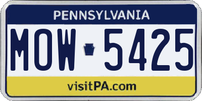 PA license plate MOW5425