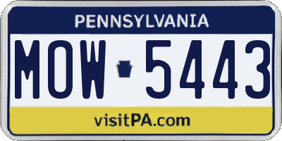PA license plate MOW5443