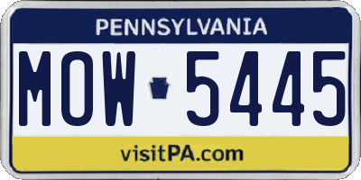 PA license plate MOW5445