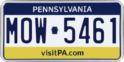 PA license plate MOW5461