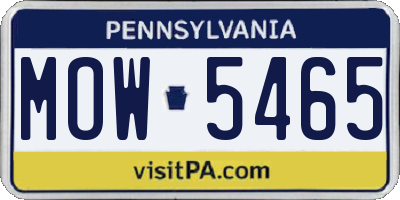 PA license plate MOW5465