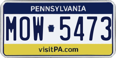 PA license plate MOW5473