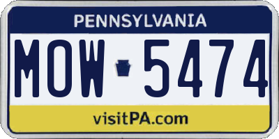 PA license plate MOW5474