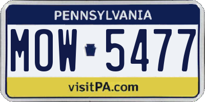 PA license plate MOW5477