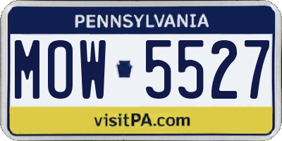 PA license plate MOW5527