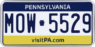 PA license plate MOW5529