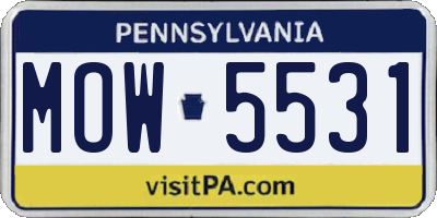 PA license plate MOW5531
