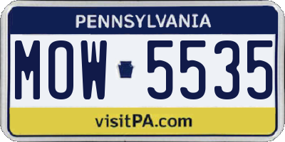 PA license plate MOW5535