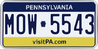 PA license plate MOW5543