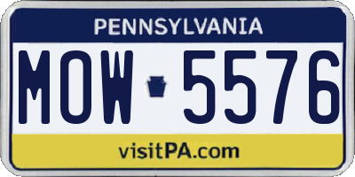 PA license plate MOW5576