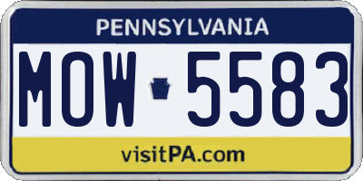 PA license plate MOW5583