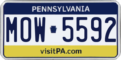 PA license plate MOW5592