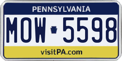 PA license plate MOW5598
