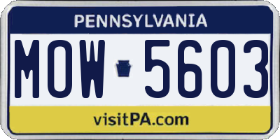 PA license plate MOW5603