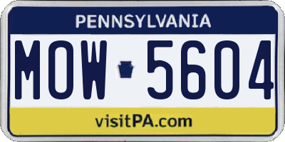 PA license plate MOW5604