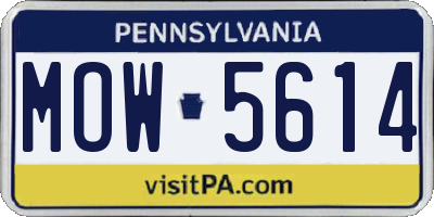 PA license plate MOW5614
