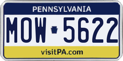 PA license plate MOW5622