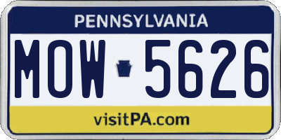 PA license plate MOW5626