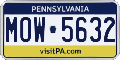PA license plate MOW5632
