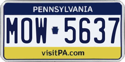 PA license plate MOW5637