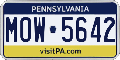 PA license plate MOW5642