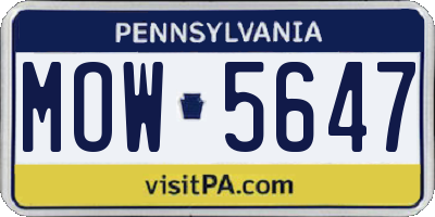 PA license plate MOW5647