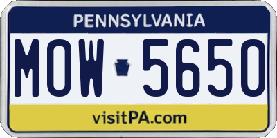 PA license plate MOW5650