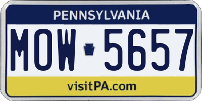 PA license plate MOW5657