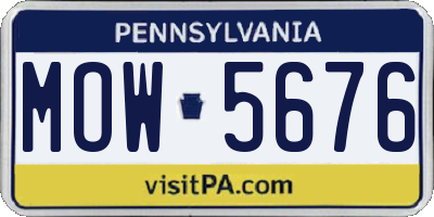 PA license plate MOW5676