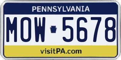 PA license plate MOW5678