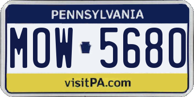 PA license plate MOW5680