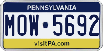 PA license plate MOW5692