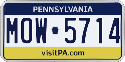 PA license plate MOW5714