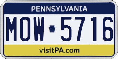 PA license plate MOW5716