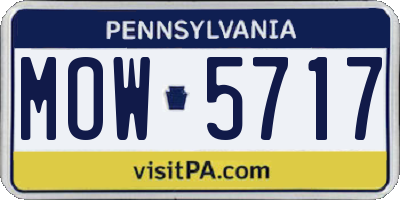 PA license plate MOW5717