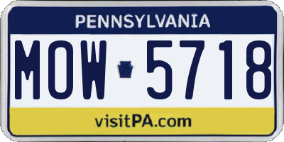 PA license plate MOW5718