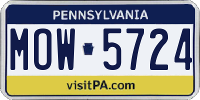 PA license plate MOW5724