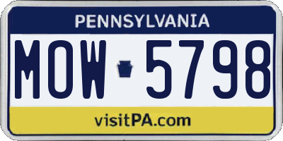 PA license plate MOW5798
