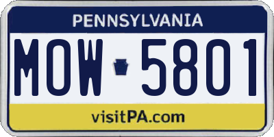 PA license plate MOW5801