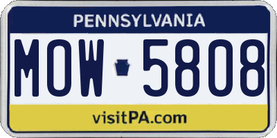 PA license plate MOW5808