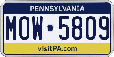 PA license plate MOW5809