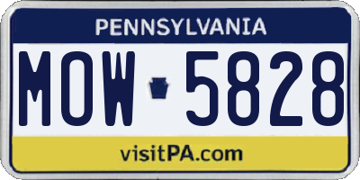 PA license plate MOW5828