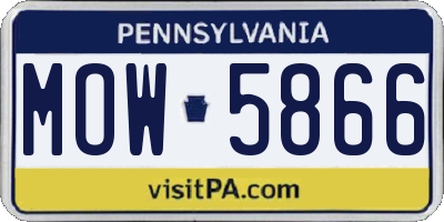 PA license plate MOW5866