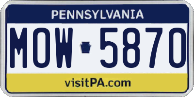 PA license plate MOW5870