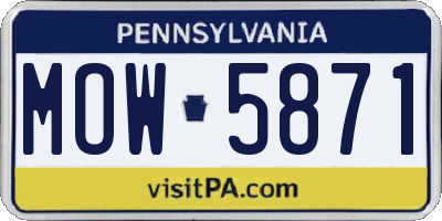 PA license plate MOW5871
