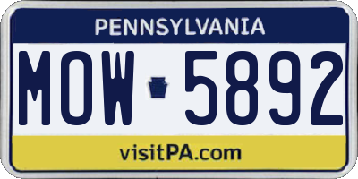 PA license plate MOW5892