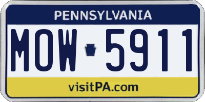 PA license plate MOW5911