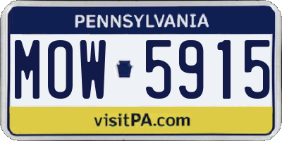 PA license plate MOW5915